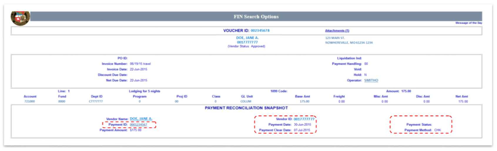AP Check Inquires - screenshot and/or workflow